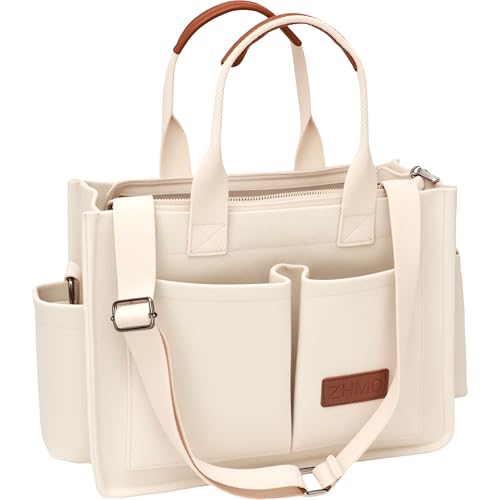 ZHMO Tote Bag for Women With Compartments and Zipper,Large Canvas Tote Women's Purse Crossbody Bags Work Laptop Book Bag Top Handle Satchels Handbags Shoulder Bag for Travel Nurse Teacher Church Gym Beach - Image 1