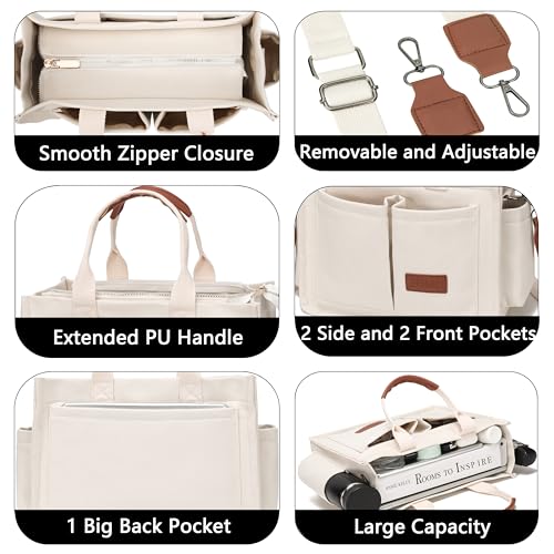 ZHMO Tote Bag for Women With Compartments and Zipper,Large Canvas Tote Women's Purse Crossbody Bags Work Laptop Book Bag Top Handle Satchels Handbags Shoulder Bag for Travel Nurse Teacher Church Gym Beach - Image 4