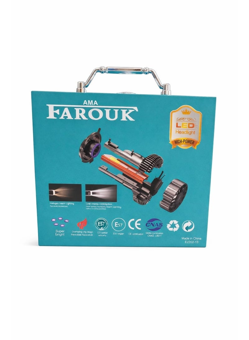 Farouk طقم مصابيح أمامية للسيارة بتقنية LED طراز XS-200 9005، بقوة إضاءة قصوى تبلغ 14000 لومن. - Image 2
