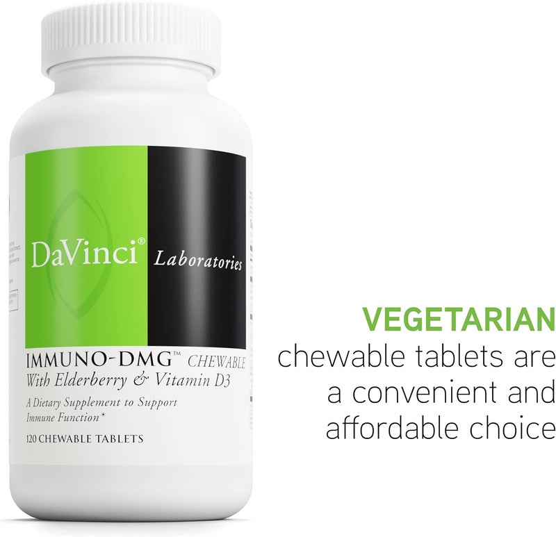 DAVINCI Labs ImmuniDMG Chewable with Elderberry and Vitamin D3  Dietary Supplement to Support Cell and Immune Health  with Vitamin C D3 E Black Elderberry DMG and More  120 Chewable Tablets - Image 5