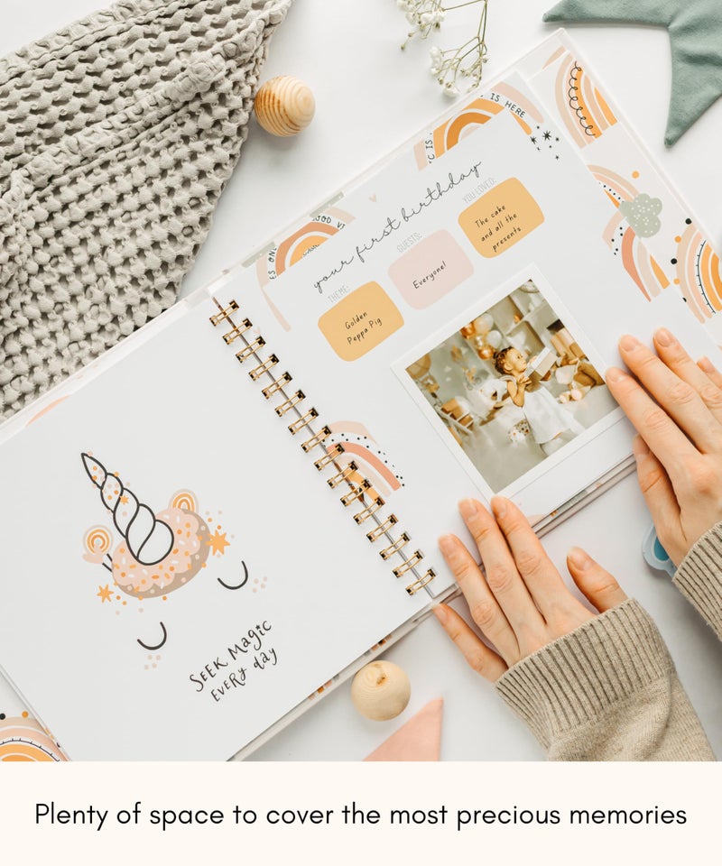Lamare Baby Memory Book â€“ Babyâ€™s First Year Keepsake Journal, Baby Milestone Book, & Baby Scrapbook - Image 2