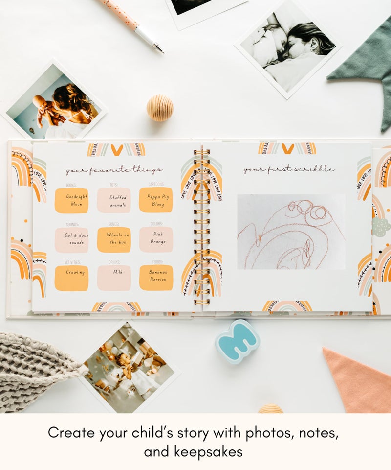 Lamare Baby Memory Book â€“ Babyâ€™s First Year Keepsake Journal, Baby Milestone Book, & Baby Scrapbook - Image 3