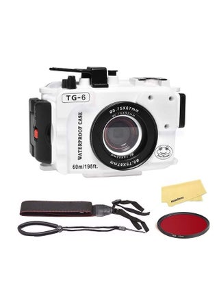 SeaFrogs [60m/195ft] Professional Underwater Camera Scuba Case Waterproof Diving Housing for Olympus Tough TG-6 tg6, w/Inbuilt Leak Detection Sensor, Vacuum Pump Interface - White - pzsku/Z5CC44418D8FB52128F96Z/45/_/1692592753/7aaa2e9b-c370-4aab-9606-33387a9e5bd9