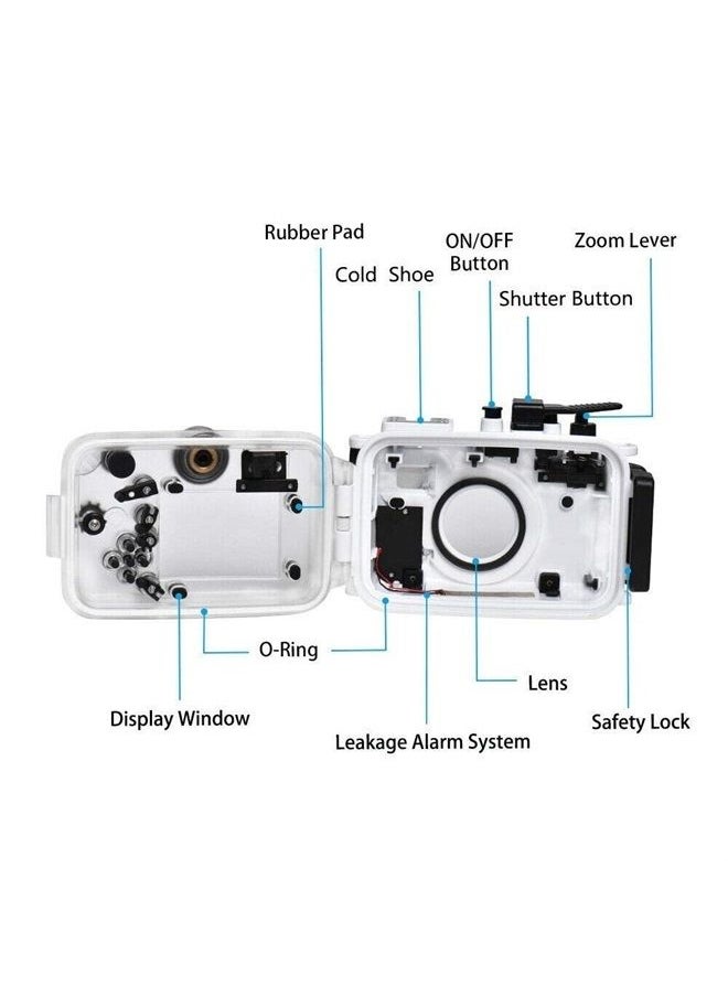 HolaFoto - SeaFrogs [60m/195ft] Professional Underwater Camera Scuba Case Waterproof Diving Housing for Olympus Tough TG-6 tg6, w/Inbuilt Leak Detection Sensor, Vacuum Pump Interface - White - Image 1
