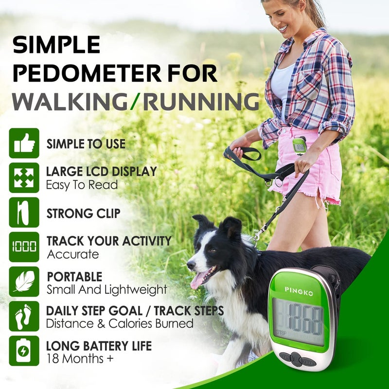 PINGKO Outdoor Multi-Function Portable Sport Pedometer Step/Distance/Calories Counter - Green - Image 2