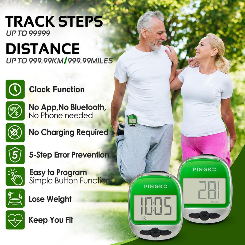 PINGKO Outdoor Multi-Function Portable Sport Pedometer Step/Distance/Calories Counter - Green - Image 3