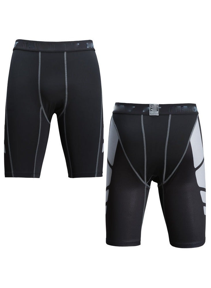 Combat Men's compression shorts, tight-fitting, breathable, quick-drying stretch shorts, fitness running training shorts, comfortable running shorts, made of moisture-wicking fabric - mid-rise design, comfortable running shorts, made of moisture-wicking fabric (black) - L - Image 3