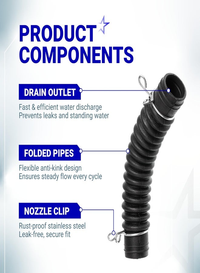 BlueStars AEM73213001 Washer Drain Hose Compatible with LG Washing Machines Replaces 2134394 5251FA1699P AH3617213 EA3617213 PS3617213 Tub-to-Pump Drain Hose with Stainless Steel Hose Clamps - Image 4