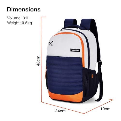 Nasher Miles Coding 2 Compartment Laptop Backpack 31 Liters Polyester with Raincover| Front Organiser Ideal for College, School Bags for Boys & Girls (White Blue) - Image 5