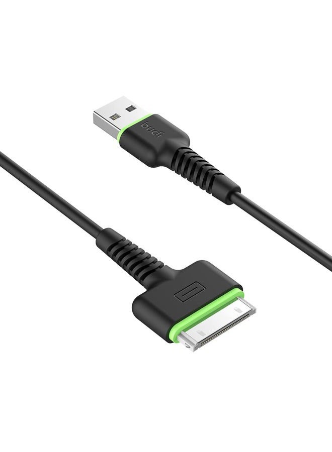 budi كابل شاحن بودي آيفون 4s شاحن آيباد، كابل USB 30-دبوس للمزامنة والشحن لآيفون 4/4S/3G/3GS آيبود/آيباد 1 2 3 / آيبود نانو/آيبود تاتش - أسود - Image 2