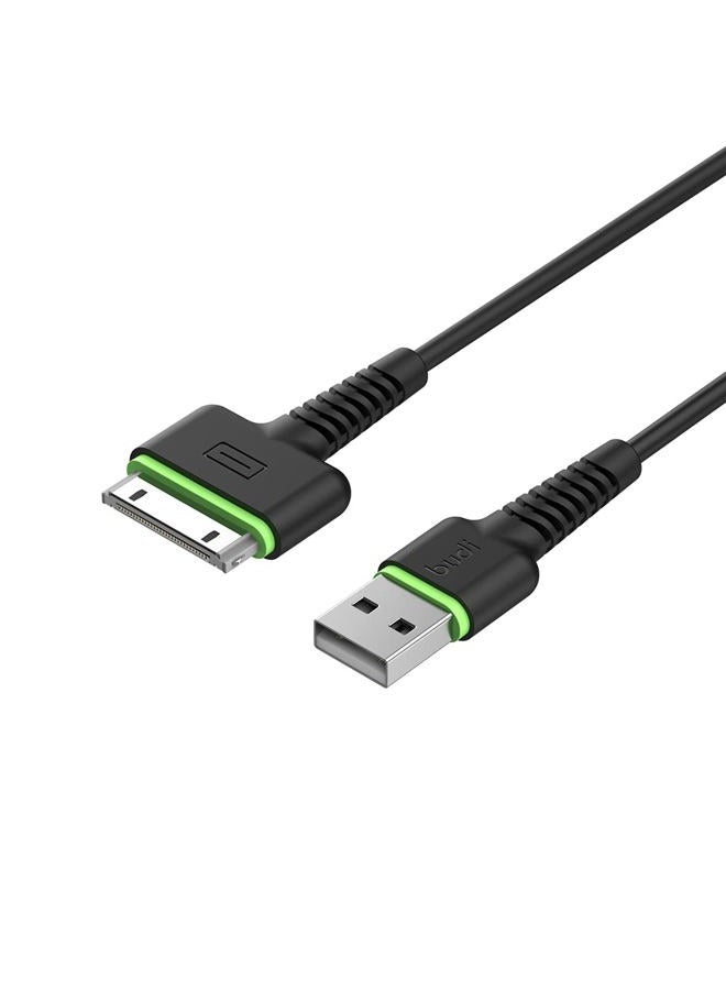 budi كابل شاحن بودي آيفون 4s شاحن آيباد، كابل USB 30-دبوس للمزامنة والشحن لآيفون 4/4S/3G/3GS آيبود/آيباد 1 2 3 / آيبود نانو/آيبود تاتش - أسود - Image 3