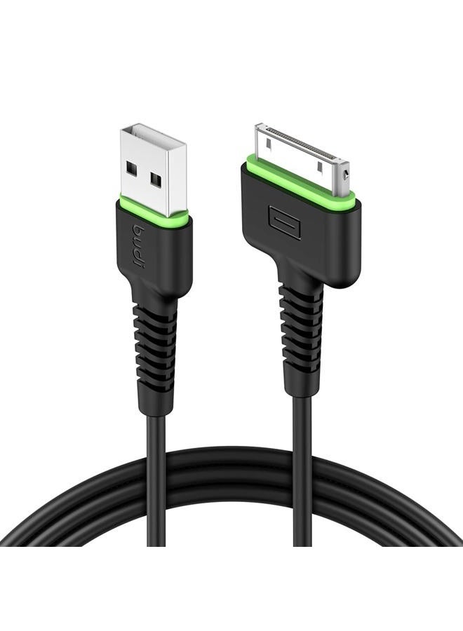 budi كابل شاحن بودي آيفون 4s شاحن آيباد، كابل USB 30-دبوس للمزامنة والشحن لآيفون 4/4S/3G/3GS آيبود/آيباد 1 2 3 / آيبود نانو/آيبود تاتش - أسود - Image 1