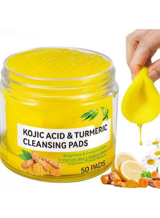 Kojic Acid & Turmeric Cleansing Pads, 50 Count, Brightening & Energizing Formula for Natural Glow - Image 1
