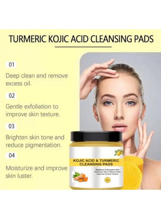 Kojic Acid & Turmeric Cleansing Pads, 50 Count, Brightening & Energizing Formula for Natural Glow - Image 3