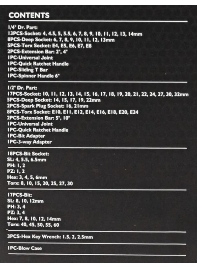 JCB Tool set: 108 pcs. 1/4" & 1/2" (6-
sided) (4-32 mm) - Image 5