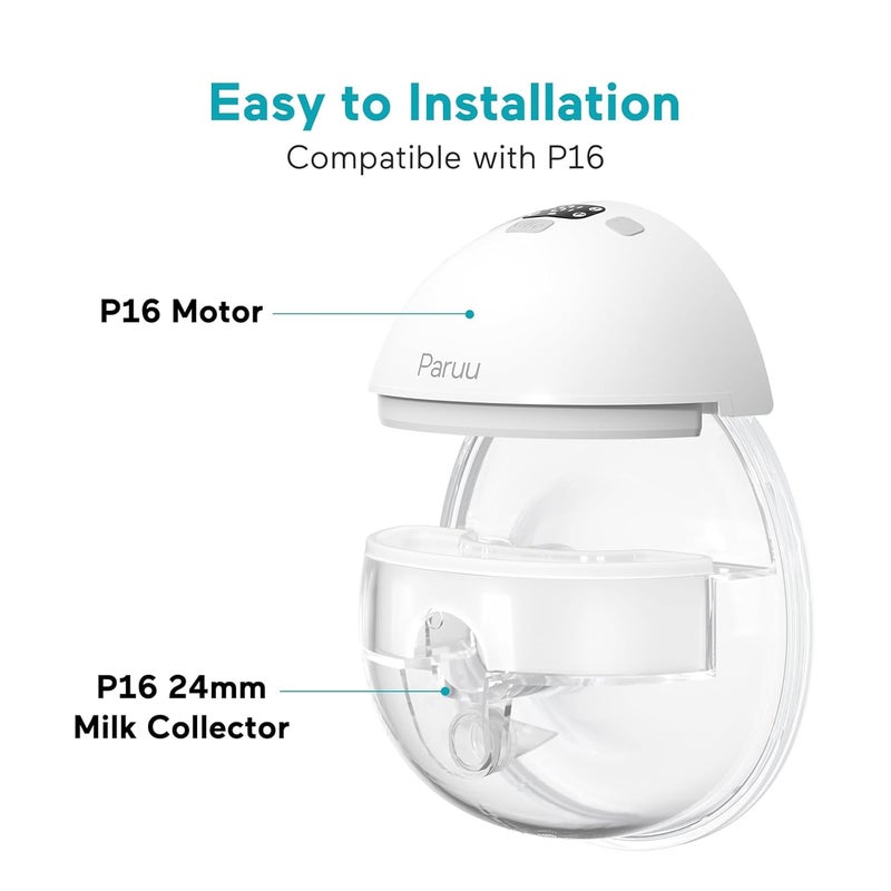 Paruu P16 Replacement Full Set Collector Cup Only Compatible with P16 Wearable Breast Pump 150ml 24mm Flange Original Accessories - Image 4