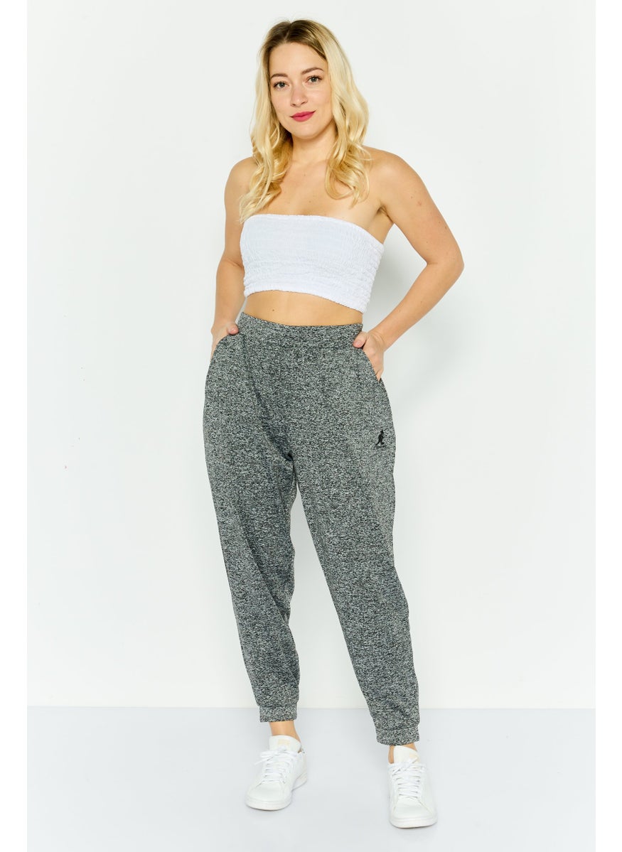 KANGOL Women Regular Fit Heather Jogger Pants, Dark Grey  - Image 2