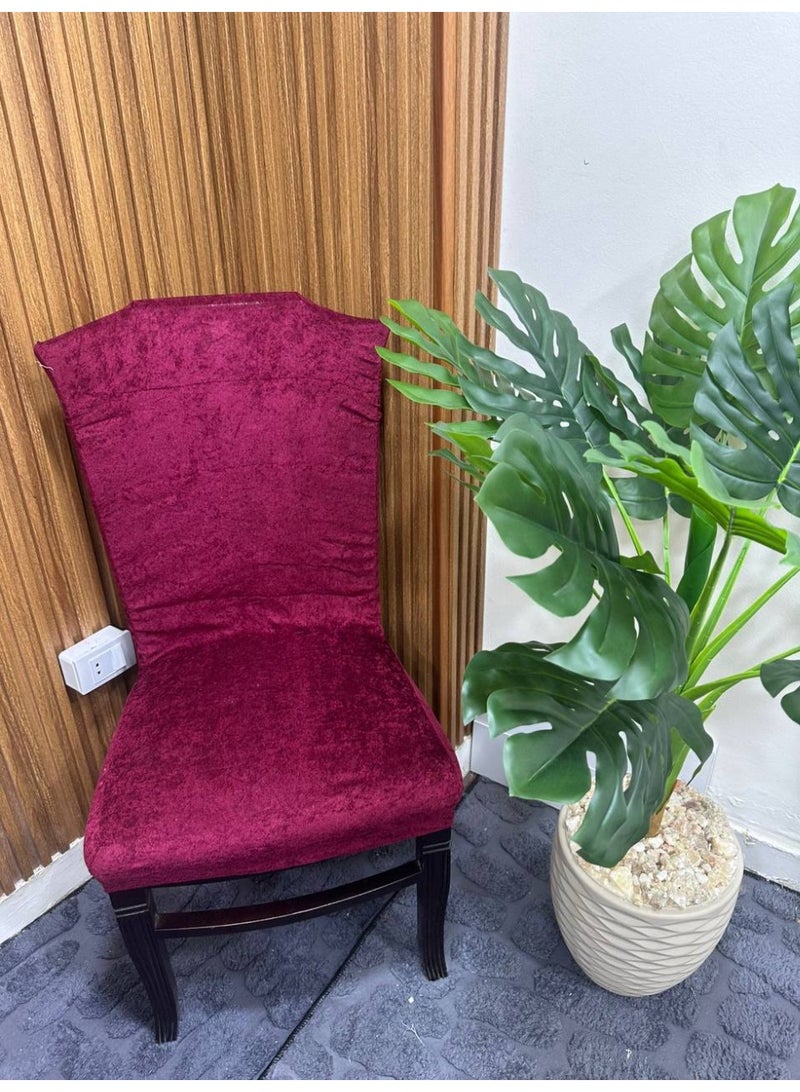 غطاء كرسي سفرة قطيفة (6 قطع) احمر