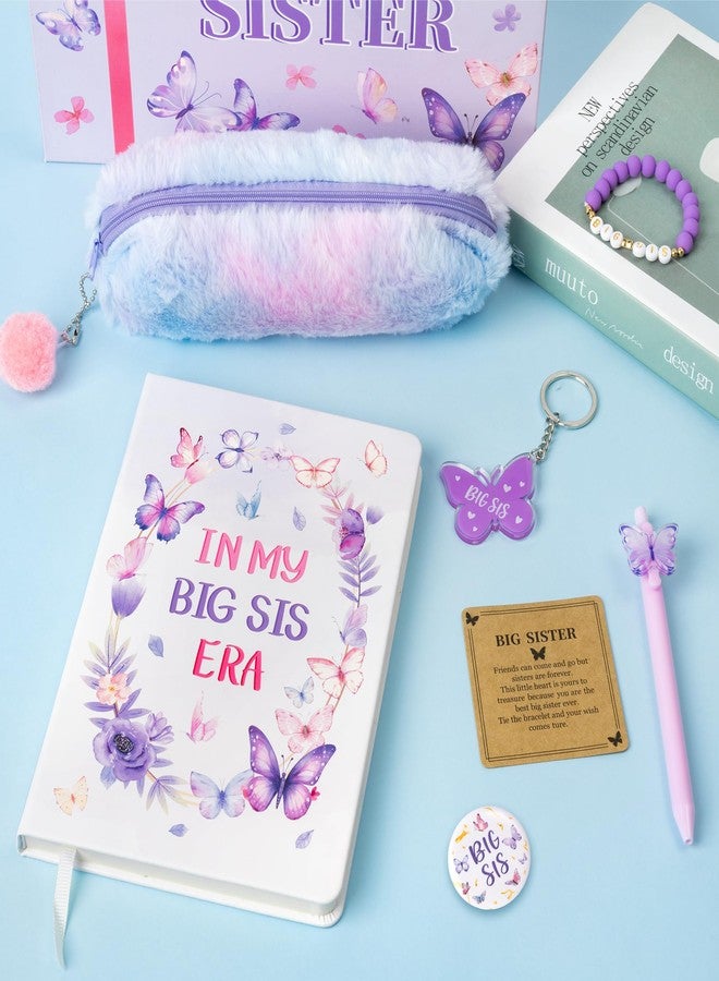 CY2SIDE Big Sister Gifts for Girls, 7PCS In My Big Sis Era Announcement Set Include Butterfly Notebook Pen Plush Pouch Keychain and Greeting Card, Charm Birthday Gifts for New Sibling Arrival Age 2-8 - Image 5