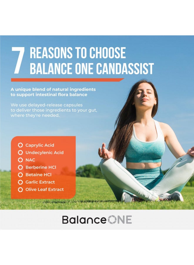 Balance ONE Balance ONE CandAssist Intestinal Flora Balance - Caprylic Acid, Oregano, Berberine - Delayed Release Capsules - Vegan, Non-GMO - 30 Day Supply - Image 5