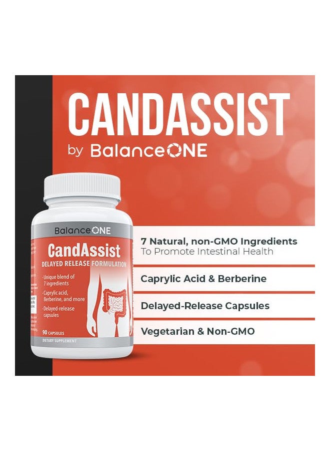 Balance ONE Balance ONE CandAssist Intestinal Flora Balance - Caprylic Acid, Oregano, Berberine - Delayed Release Capsules - Vegan, Non-GMO - 30 Day Supply - Image 4