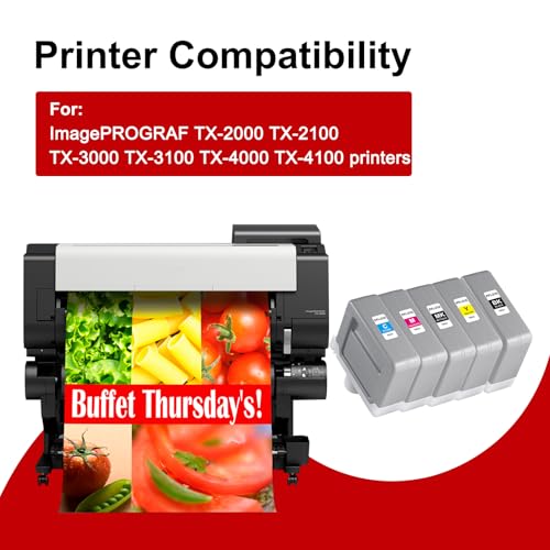 QUEENPRINT High speed printing QUEENPRINT PFI-310 Ink Tank Replacement for PFI310 PFI-310MBK PFI-310BK PFI-310C PFI-310M PFI-310Y Ink Cartridge for ImagePROGRAF TX-2000 TX-3000 TX-4000 Printer, 5-Pack - Image 2