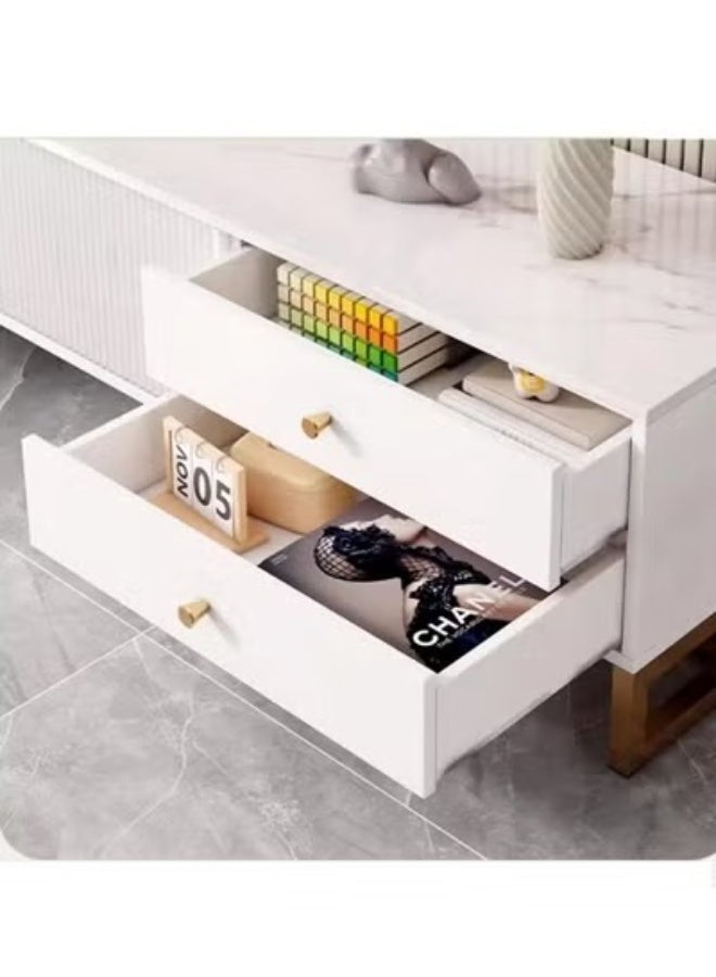 fashionhome Modern Wood TV Stand, TV Entertainment Center with Drawer and Shelf Storage - Versatile Cabinet Table for Living Room, Media Console with Ample Storage Space, Modern Design TV Unit 140x30x40 CM - Image 2