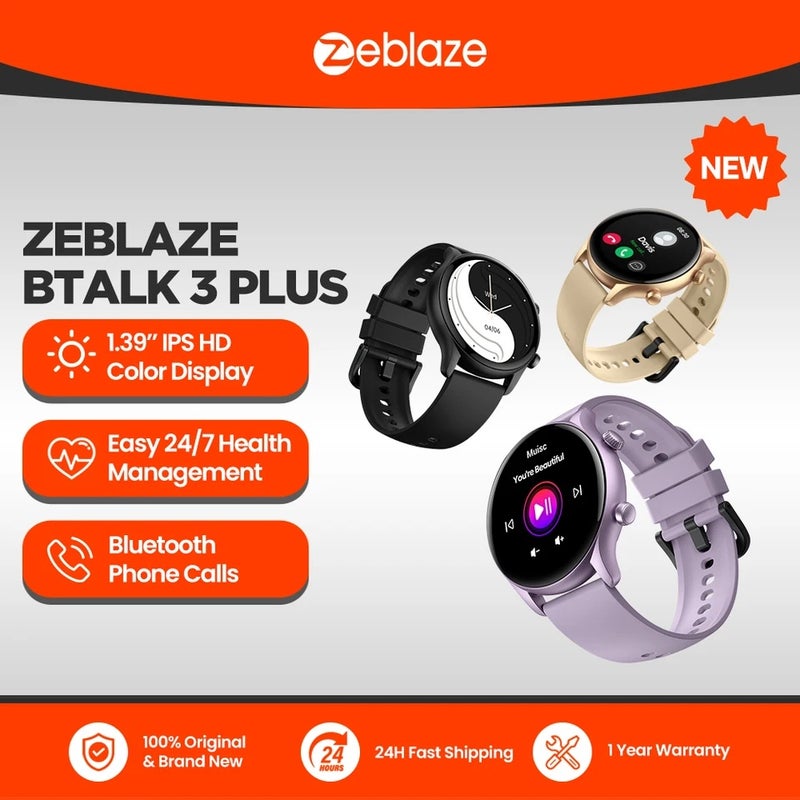 زيبليز ساعة ذكية Zeblaze Btalk 3 Plus Voice Calling Smartwatch 1.39'' Large HD Color Display Health Monitoring Sports Smart Watch, Orchid - Image 2