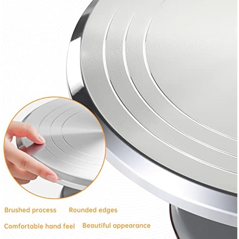 12 Inch Round Aluminum Revolving Cake Decorating Stand,Cake Turntable, Rotating Cake Stand,for Cake,Pastries and Cake Decorations - Image 4