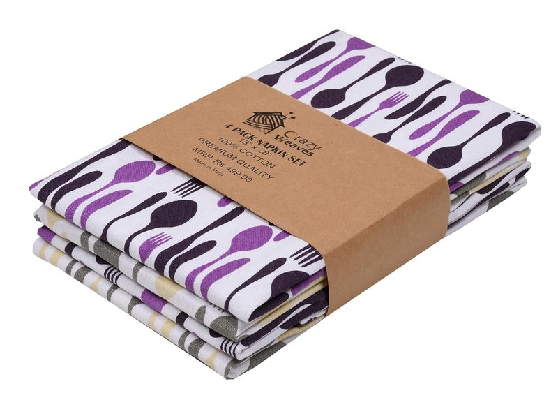 CRAZYWEAVES 100 Cotton Lunch Towel for School Kids Office Towel Hand Towel Kitchen Towel18 x 24 Pack of 4 - Image 1