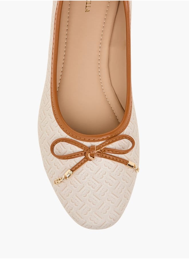 Flora Bella By Shoexpress - Women Logo Print Slip-On Ballerina Shoes with Bow Detail - Image 1