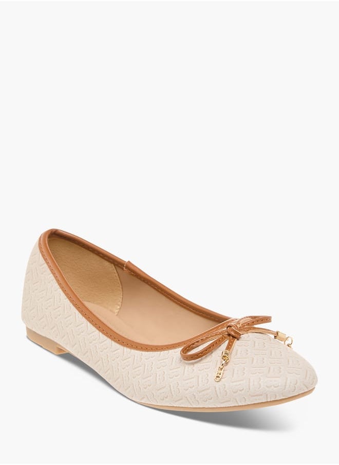 Flora Bella By Shoexpress - Women Logo Print Slip-On Ballerina Shoes with Bow Detail - Image 1