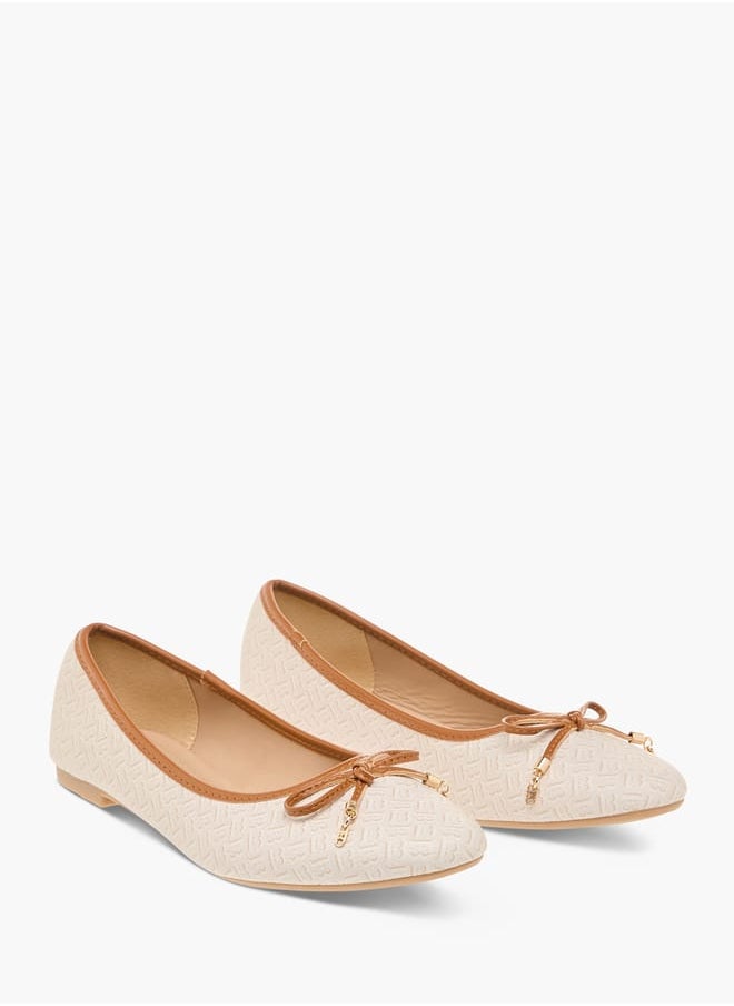 Flora Bella By Shoexpress - Women Logo Print Slip-On Ballerina Shoes with Bow Detail - Image 1