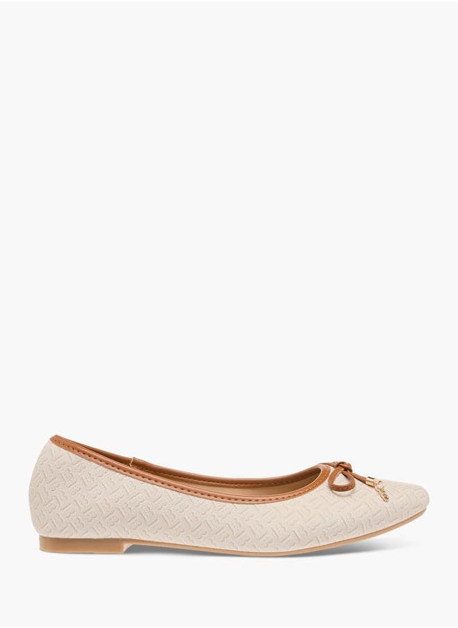 Flora Bella By Shoexpress - Women Logo Print Slip-On Ballerina Shoes with Bow Detail - Image 1