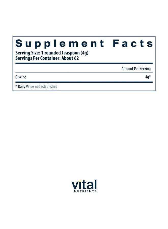 فيتل نيوترينس مسحوق الجليسين من "فيتال نيوترينتس" ٢٥٠ غرام | حمض أميني لتعزيز النوم الهادئ، وتخفيف التوتر، وتقوية الذاكرة، ودعم الإدراك* | مكمل غذائي نباتي من الجليسين | خالٍ من الغلوتين ومنتجات الألبان والصويا | غير معدل وراثيًا | ٦٢٥ حصة - Image 2