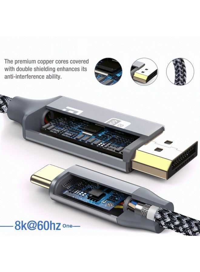 1.8 M USB-C To DP1.4 8K60Hz Adapter Notebook Connection Displayport Display-Color:Gray - Image 3