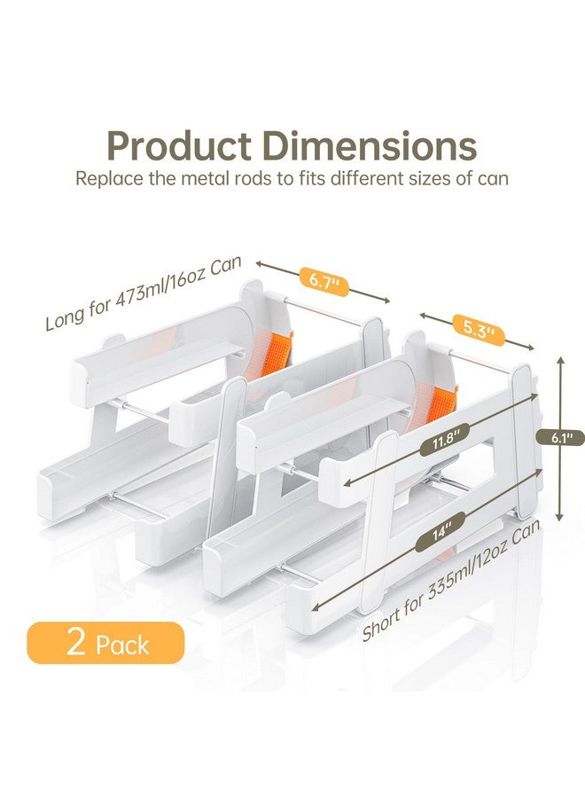 منظم علب الصودا من لامو، عبوة من قطعتين، للثلاجة، يتميز بميزات متطورة مع حجمين من القضبان المعدنية للعلب القياسية والطويلة، منظم مشروبات للثلاجة، حامل علب مشروبات غازية للتخزين - Image 5