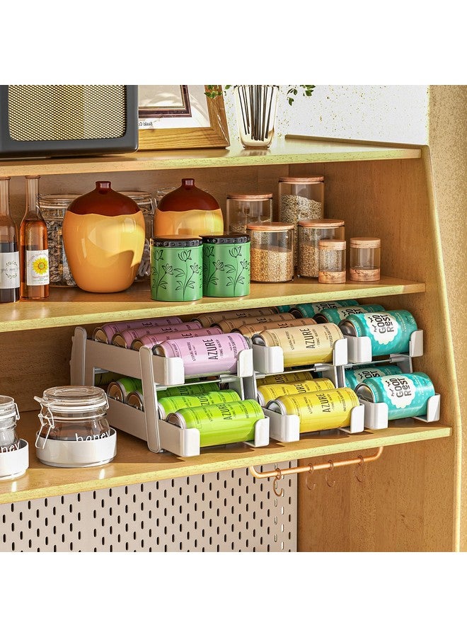 منظم علب الصودا من لامو، عبوة من قطعتين، للثلاجة، يتميز بميزات متطورة مع حجمين من القضبان المعدنية للعلب القياسية والطويلة، منظم مشروبات للثلاجة، حامل علب مشروبات غازية للتخزين - Image 4