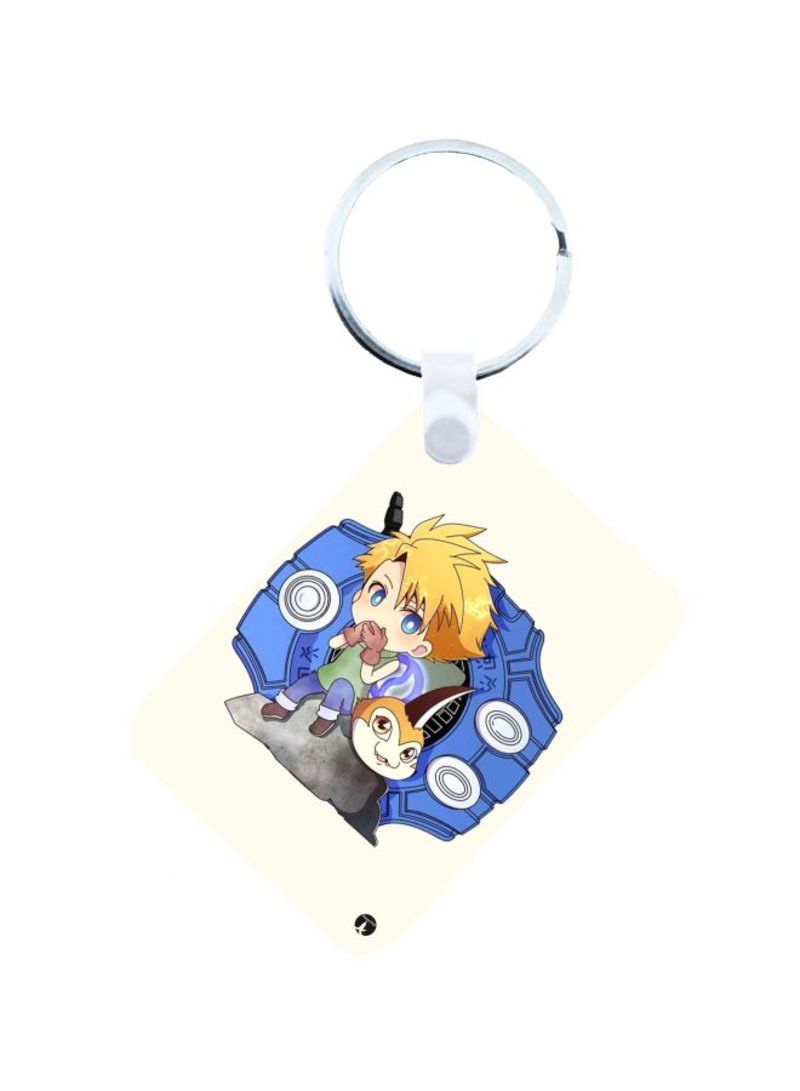 RKN Anime Digimon Printed Keychain Blue/White/Silver