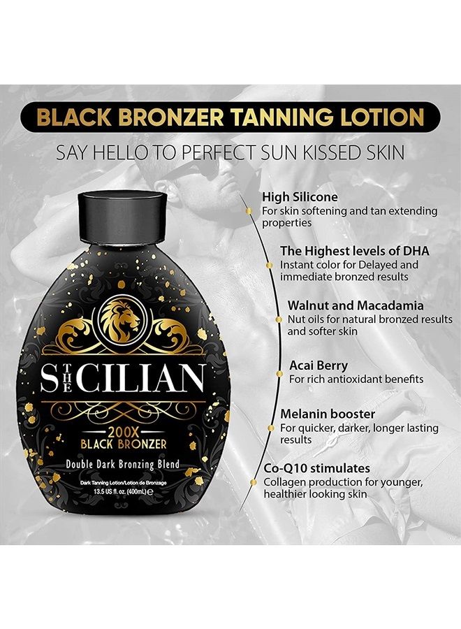 Dolce Vita The Sicilian 200X Dark Black Bronzer Tanning Lotion – BEST Luxurious Tanning Lotion For Glowing Skin – Gradual Bronzing & Sunless Self Tanner Lotion – Nourishes Skin  - Image 3