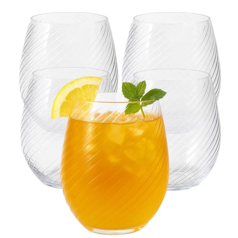 Oojami 48 Pack Origami Ripple Plastic Glasses 24 9 Ounce Stemless Champagne Flutes & 24 12 Ounce Cups, BPA-Free Disposable Shatterproof Toasting Glasses for Weddings, Bars, and Events (48, Twiselle Clear) - Image 3