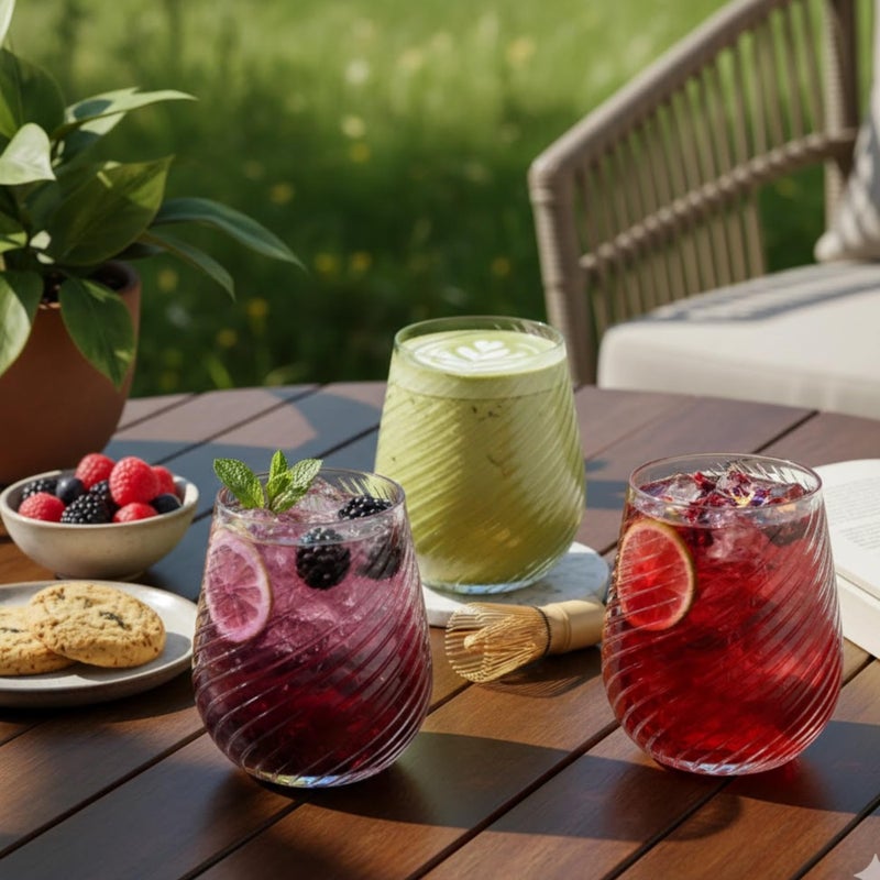 Oojami 48 Pack Origami Ripple Plastic Glasses 24 9 Ounce Stemless Champagne Flutes & 24 12 Ounce Cups, BPA-Free Disposable Shatterproof Toasting Glasses for Weddings, Bars, and Events (48, Twiselle Clear) - Image 5