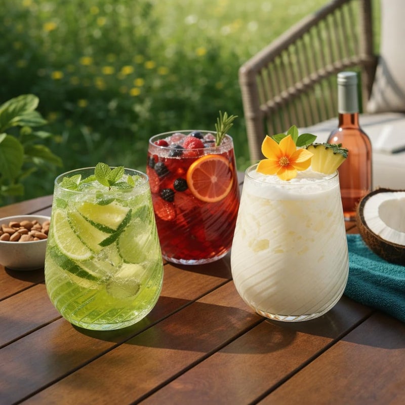 Oojami 48 Pack Origami Ripple Plastic Glasses 24 9 Ounce Stemless Champagne Flutes & 24 12 Ounce Cups, BPA-Free Disposable Shatterproof Toasting Glasses for Weddings, Bars, and Events (48, Twiselle Clear) - Image 2