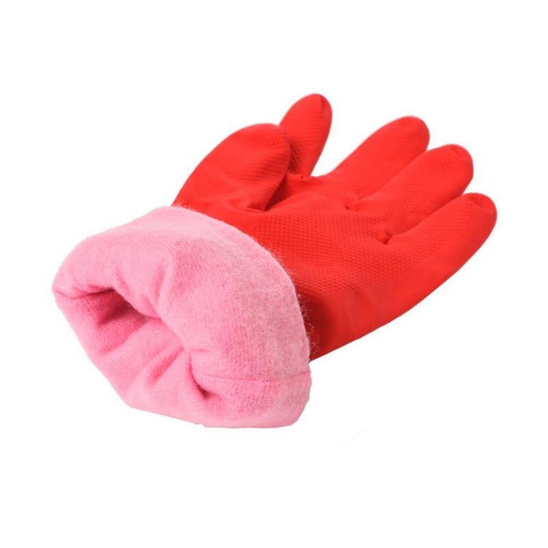Long, fleece-lined winter dishwashing gloves, rubber laundry gloves, waterproof and warm. - Image 3