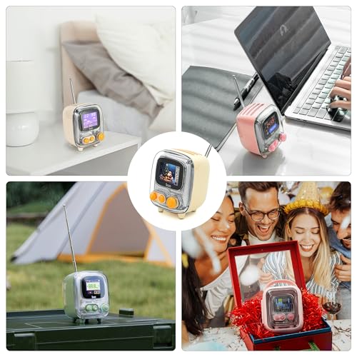 Divoom Tiivoo-2 Retro Pixel Bluetooth Speaker with USB-C/TF Playback, Custom Pixel Art Display, Alarm Clock & White Noise Sleep Mode, Desk Setup for Home Office, Gifts for Women Men, Cream - Image 2