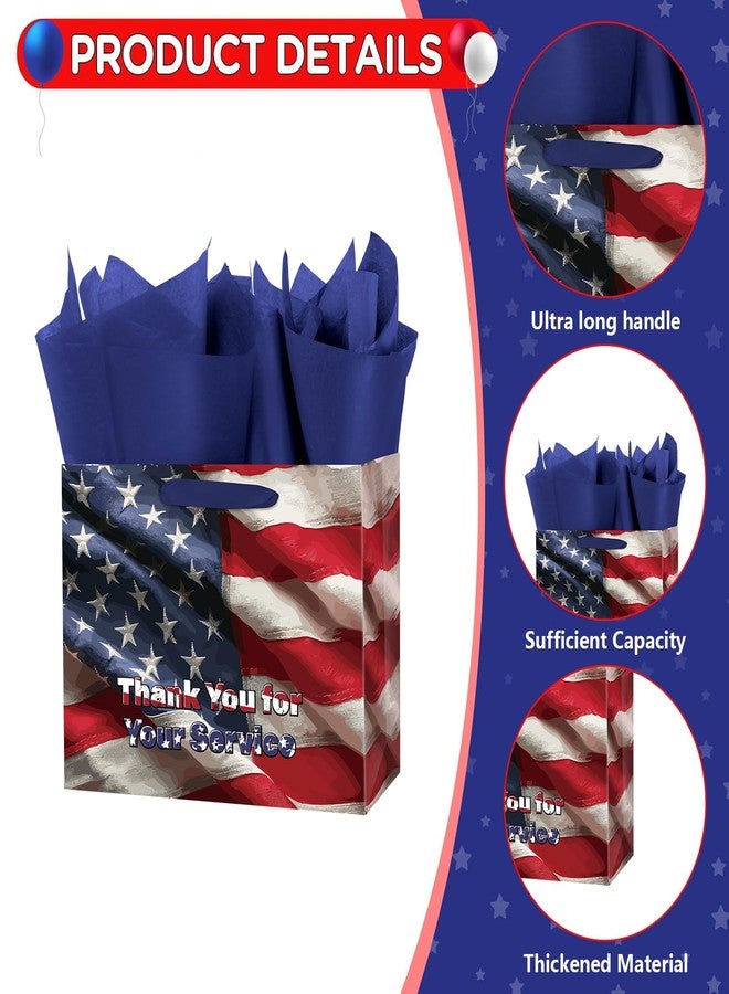 Linelglobal Veterans Gift Bag with Tissue Paper for Navy Army Theme Gift Wrapping 12.6" for Men Women - Image 3