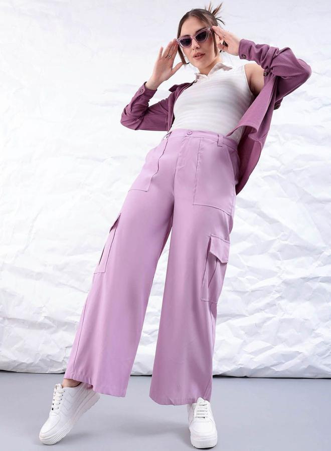 Freehand Women Purple Flared Cargo Trousers - Image 5