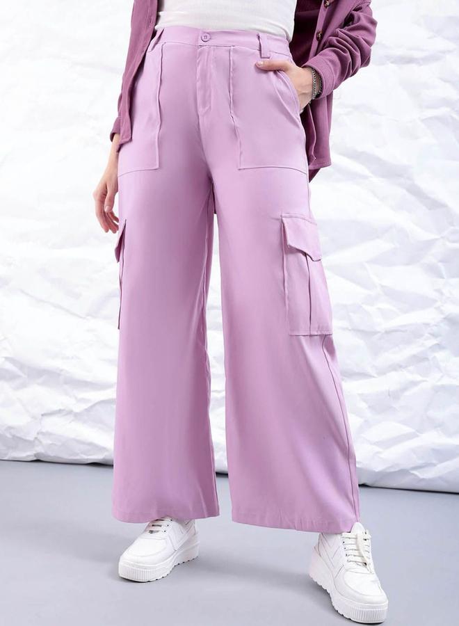 Freehand Women Purple Flared Cargo Trousers - Image 1