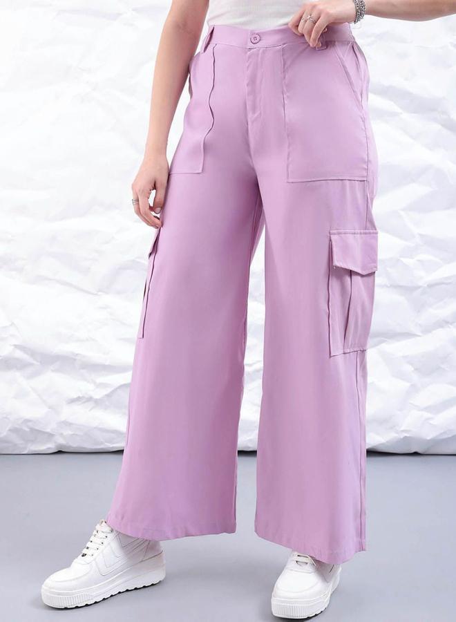 Freehand Women Purple Flared Cargo Trousers - Image 2