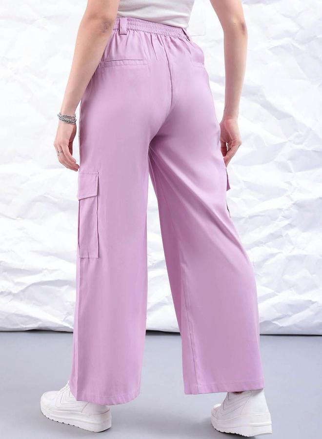 Freehand Women Purple Flared Cargo Trousers - Image 3